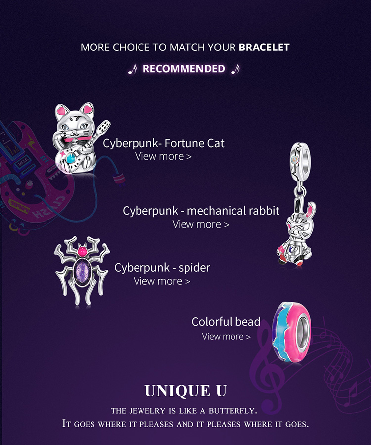 Mặt Dây Bamoer 100 % Bạc 925 series Cyberpunk Chống Ăn Mòn Phù Hợp Cho Vòng Tay Trang Sức SCC1840