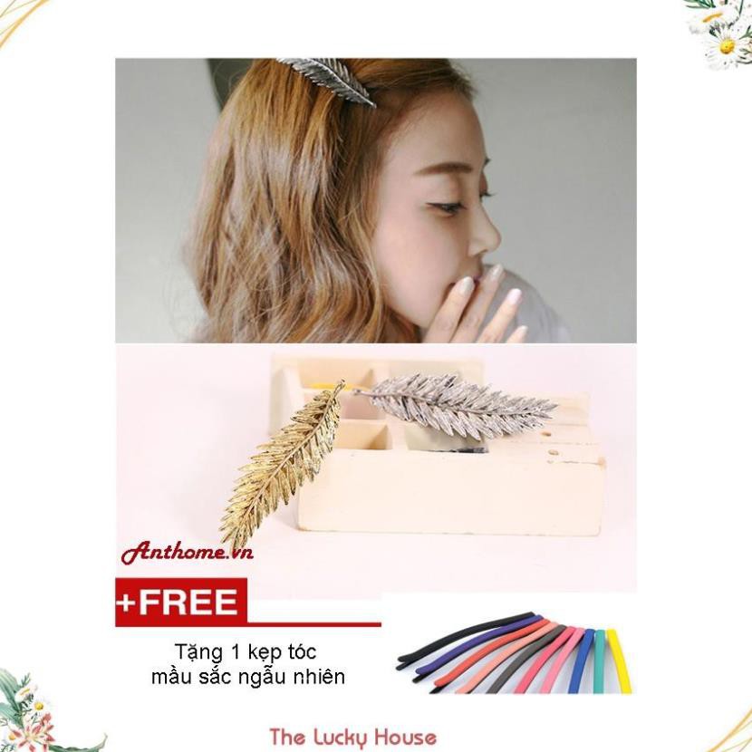 Kẹp cài tóc nữ cao cấp hình lá( Vàng và Bạc)