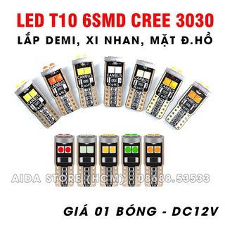 Hình ảnh Bóng LED T10 6SMD DẸT-3D 3030 DC12v max sáng lắp demi, xi nhan hoặc các vị trí khác cho xe máy, ô tô