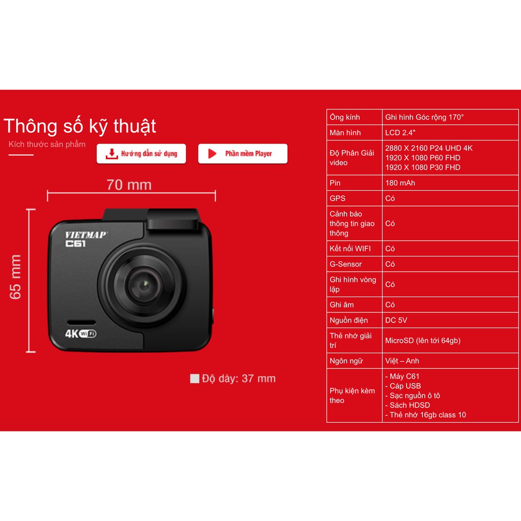 Camera Hành Trình Vietmap C61 – Ghi Hình 4K | WDR Ngược Sáng | Wifi … | BigBuy360 - bigbuy360.vn