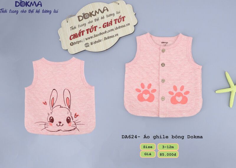 Áo gile bông Dokma DA624 - SIZE 3-12M