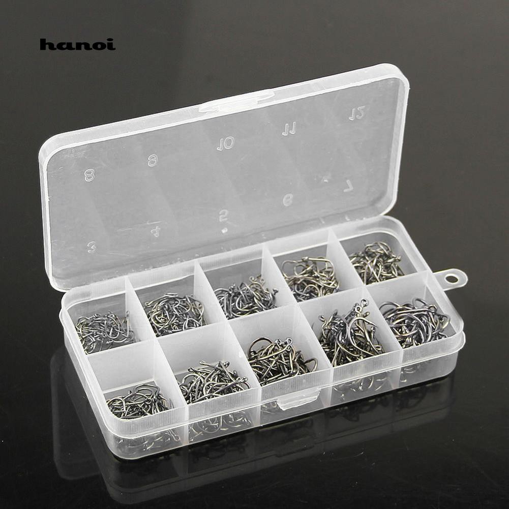 Hộp 500 lưỡi câu bằng thép cacbon 10 kích cỡ tiện dụng cho dân câu cá