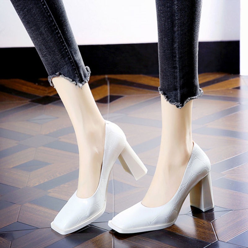 Giày Gót Dày Mũi Vuông Phong Cách Retro Thời Trang Mùa Thu Hàng Mới Dành Cho Bạn Nữ 22 Tuổi