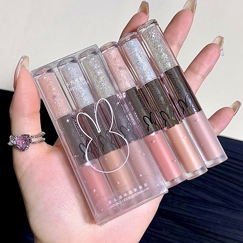 Phấn Mắt Dạng Lỏng Hai Đầu CAPPUVINI Màu Lì / Nhũ Kim Tuyến Mịn Màng