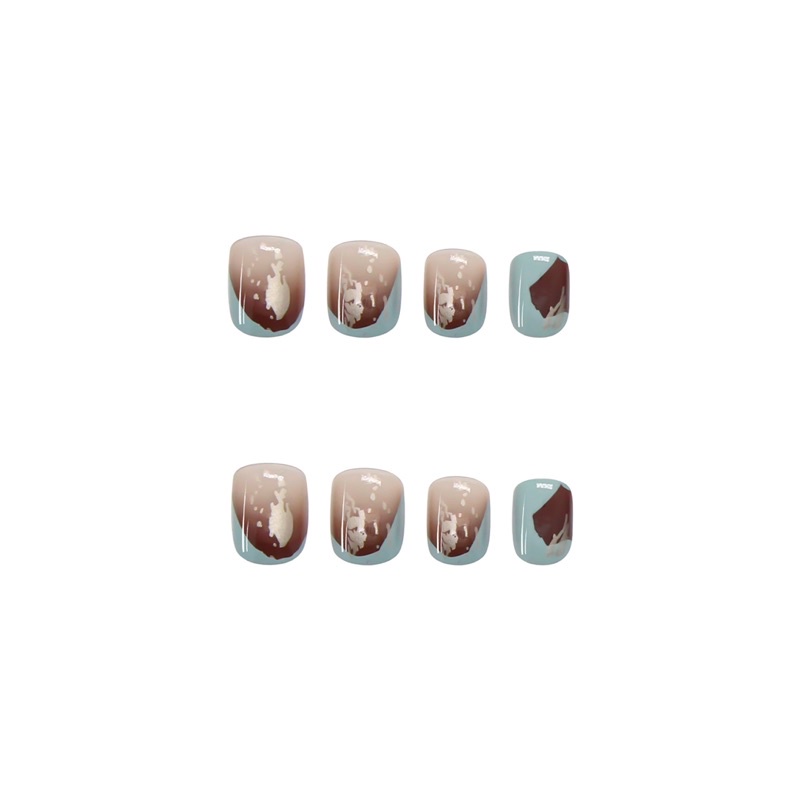 [Hàng mới về]Bộ 24 móng giả form ngắn hoạ tiết thạch anh