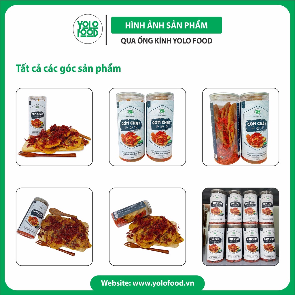 Cơm cháy lắc khô bò 300g YOLOFOOD đồ ăn vặt, chất lượng, cơm cháy khô bò, chiên mắm, thơm ngon giòn rụm, đóng hộp atvstp