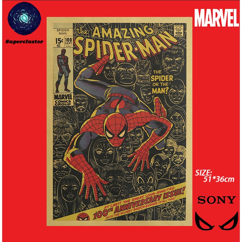 Marvel Áp Phích Dán Tường Trang Trí In Hình Người Nhện 100th Anniversary Issue 50.5x35cm