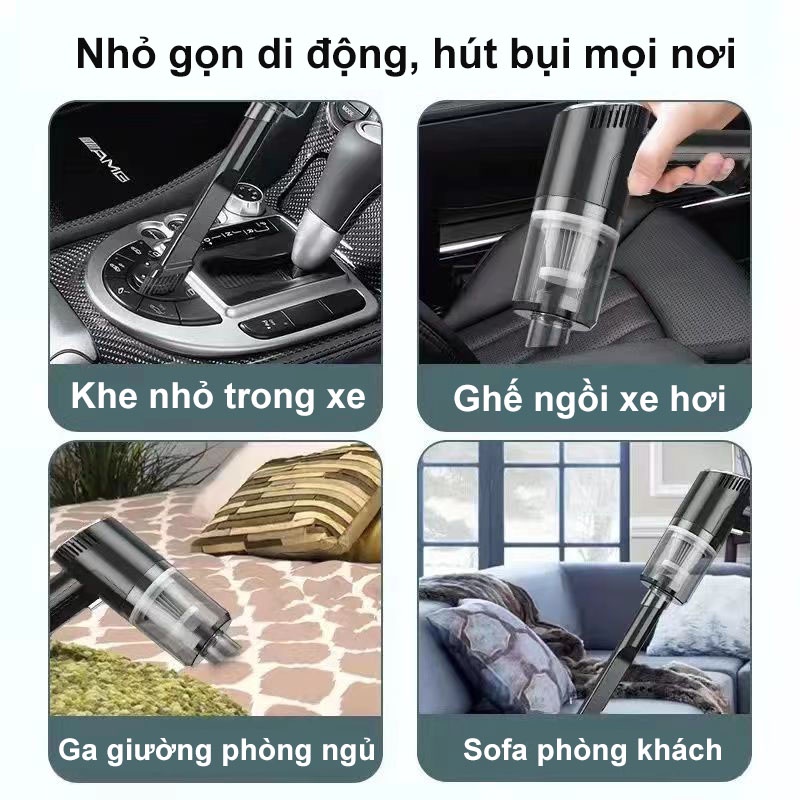 [BH 12 THÁNG] Máy Hút Bụi Cầm Tay Không Dây Đa Năng Chính Hãng,Siêu Mạnh, Sử Dụng Hút Bụi Ô Tô, Sofa, Ga Giường Nhỏ Gọn