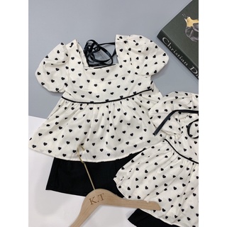 BG200 - BỘ ÁO CHẤM BI QUẦN ĐEN BÉ