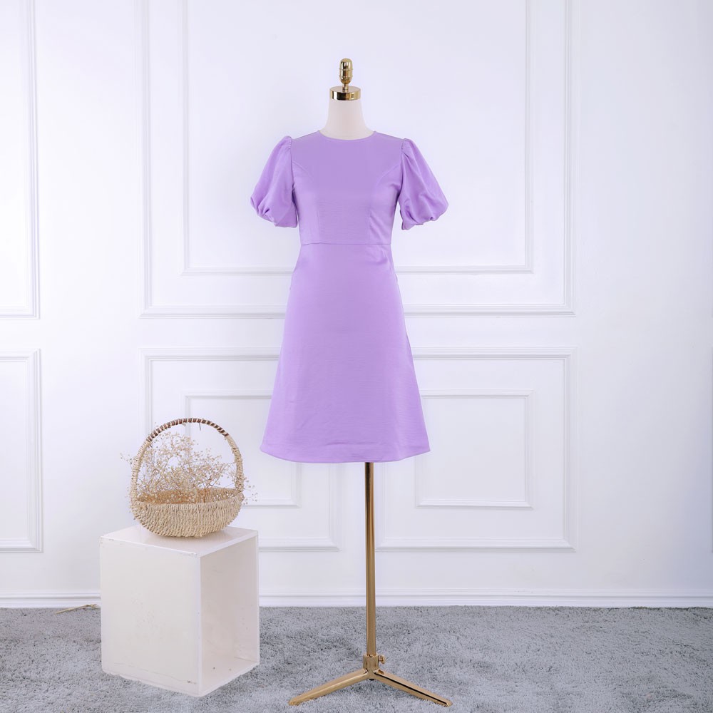 Váy đầm nữ công sở tay đèn lồng, cổ tròn, màu sắc nhã nhặn, thanh lịch, hàng thiết kế TK Fashion - DK860