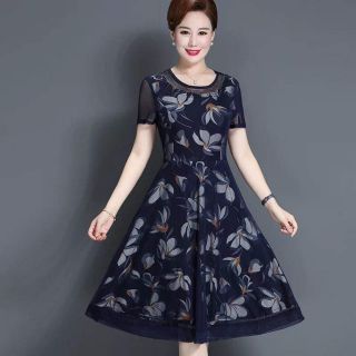 Váy trung niên dự tiệc thanh lịch họa tiết