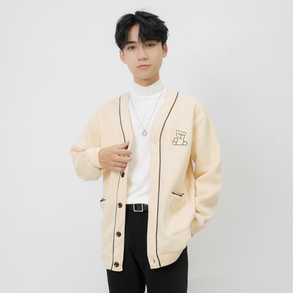 Áo Khoác Cardigan Nam MANDO Trơn Dài Tay Nỉ Trần Bông Cao Cấp Form Rộng Basic Unisex Thời Trang Hàn Quốc NDN077 | BigBuy360 - bigbuy360.vn