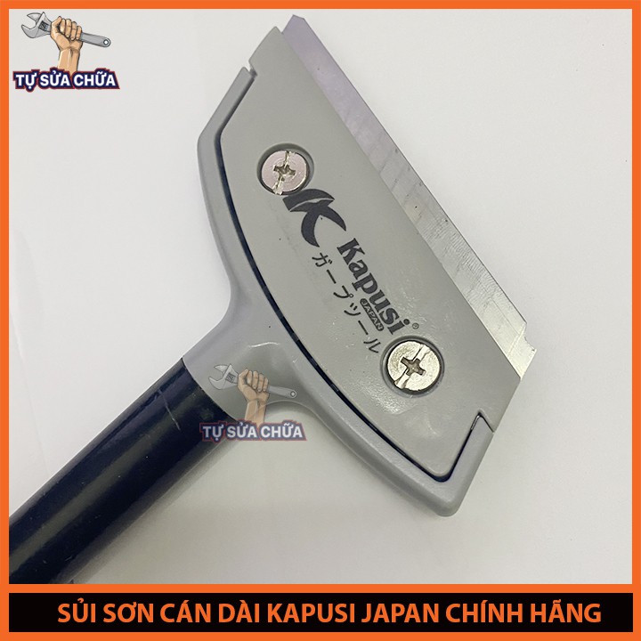 Sủi sơn cán dài chính hãng Kapusi Japan 230mm, dũi sơn, dao cạo sàn, vệ sinh tường, dụng cụ sủi sơn siêu sắc