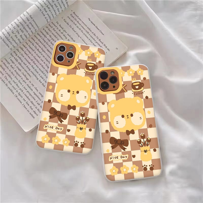 Ốp Lưng IPHONE Đầu Gấu Bear Coffe vuông cạnh ốp iphone 6s/6plus/7/8/7plus/8plus/x/xs/xsmax/11/11promax/12/13pro/promax