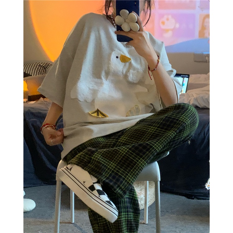 Áo Thun Tay Ngắn In Hình Ngỗng Dễ Thương Thời Trang Mùa Hè Cho Nữ