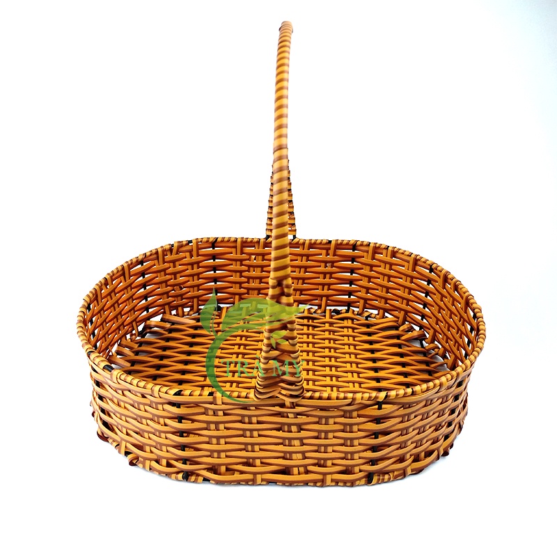 Lẵng Mây Nhựa Đan Hình Oval Tay Cầm Đựng Bánh Kẹo, Đựng Vật Dụng, Lẵng Đựng Hoa Tươi Hoa Khô - Mây Tre Trà My