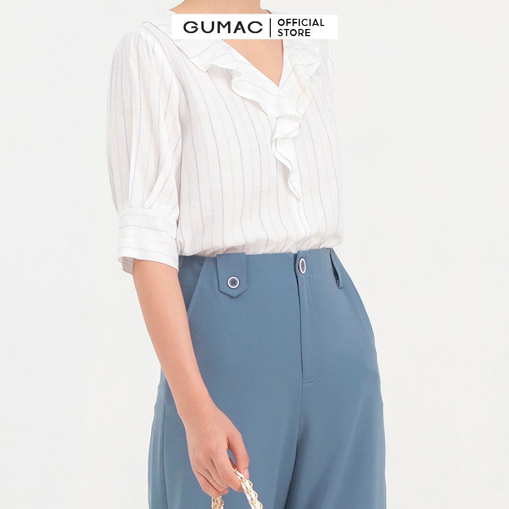 [Mã WABRGM11 giảm 10% đơn 250K] Áo sơ mi nữ GUMAC thiết kế sọc tay lỡ AB796 | BigBuy360 - bigbuy360.vn