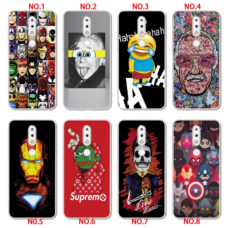 Nokia 6 2018/8.1/7.1/6.1/5.1/3.1/2.3 INS Cute Cartoon Avengers Soft Silicone TPU Phone Casing Hero iron Man Graffiti Case Back Cover Couple