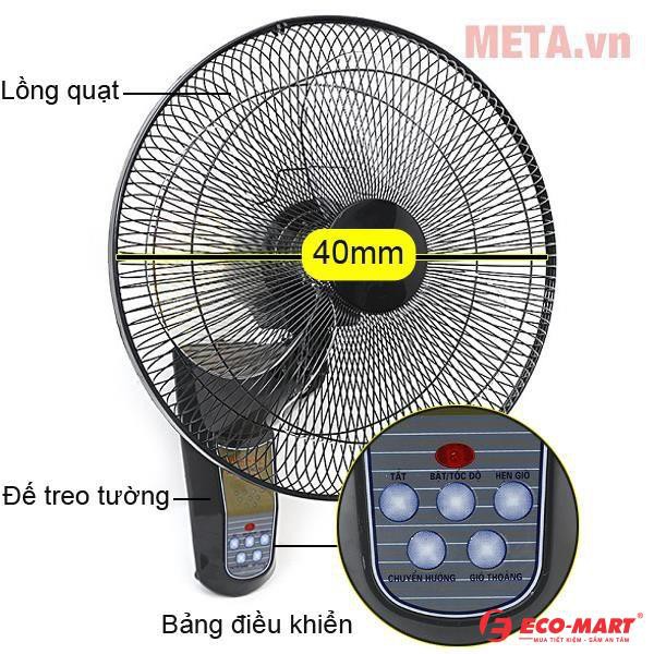 QUẠT TREO TƯỜNG ĐIỆN CƠ THỐNG NHẤT CÁNH 400 CÓ ĐIỀU KHIỂN QTT400XHD