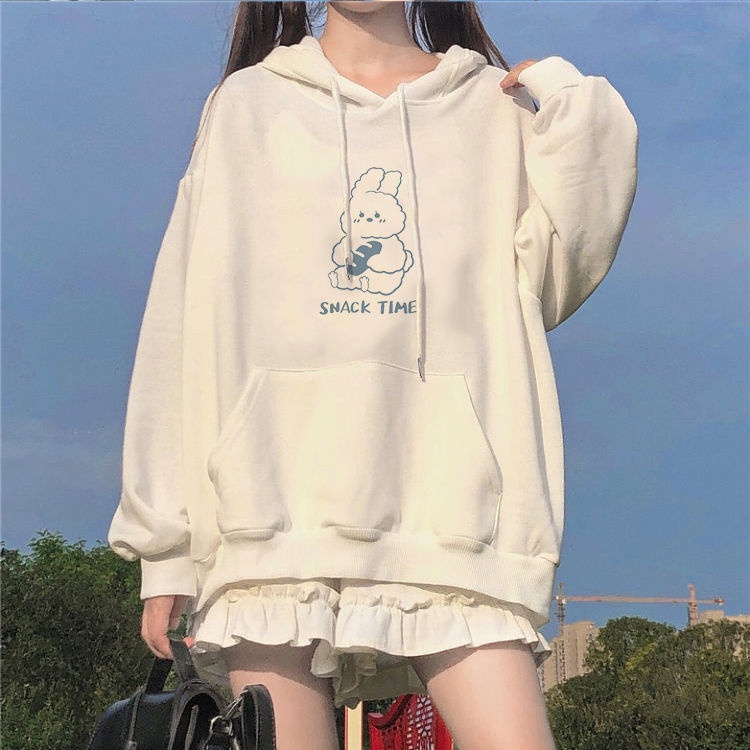 ZHELIHANGFEI Áo Hoodie DàI Tay In HìNh Thỏ Dễ Thương Cho Nữ