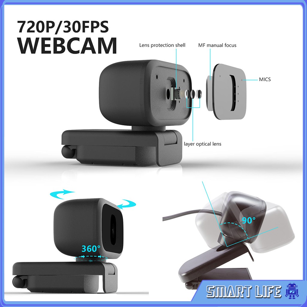 Camera Webcam 720P Kèm Micrô Chất Lượng Cao Cho PC Laptop Máy Tính Bảng Android | BigBuy360 - bigbuy360.vn