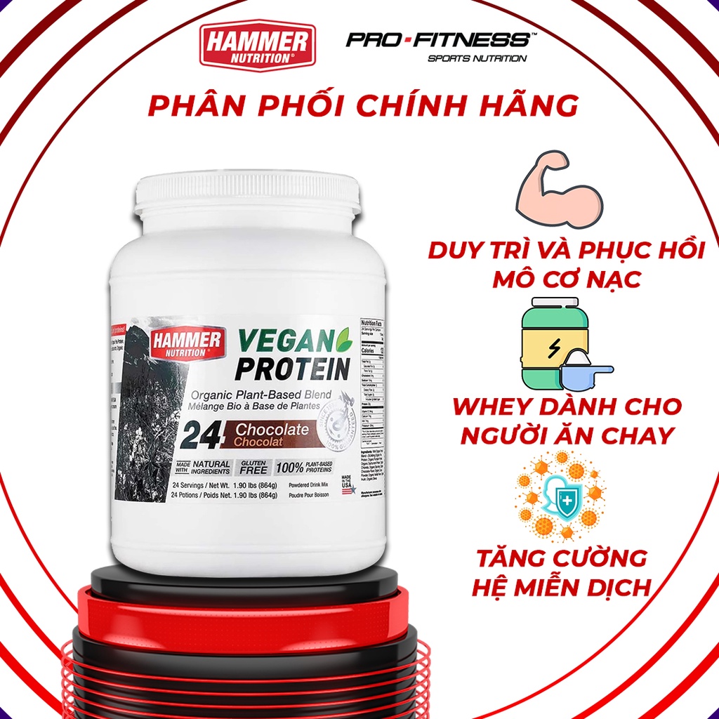 Whey tinh khiết Vegan Protein Hammer Nutrition - Sữa Whey thuần chay dành cho người chơi thể thao ngoài trời