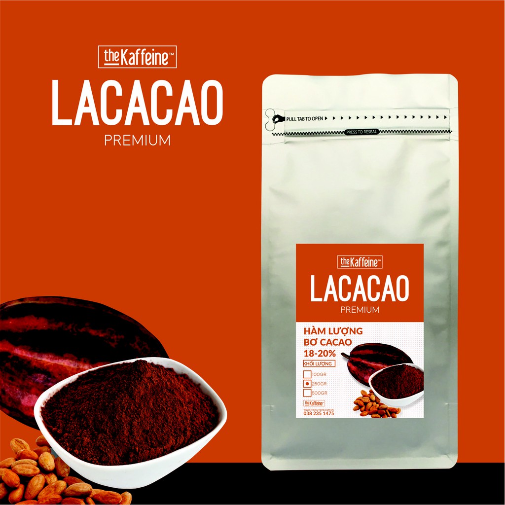 [Mã BMBAU50 giảm 7% đơn 99K] Bột Cacao Nguyên Chất LACACAO Premium 250g- The Kaffeine