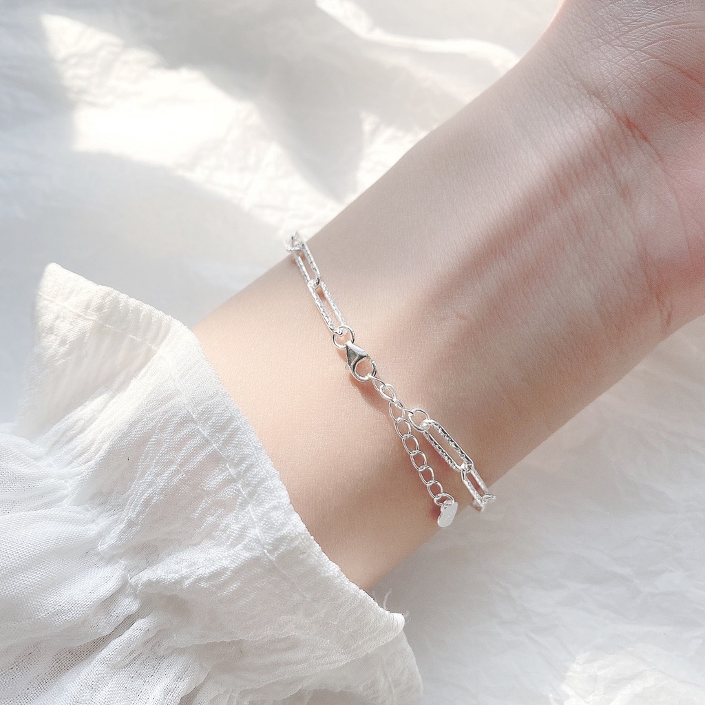 Lắc tay bạc nữ Miuu Silver, vòng tay nữ dây xích bạc 925 Sequin Bracelet