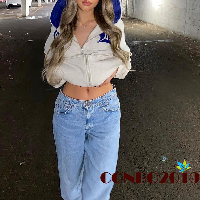 Áo Khoác Hoodie Tay Dài Có Khóa Kéo Phối Màu Sắc Thời Trang Mùa Thu Cho Nữ