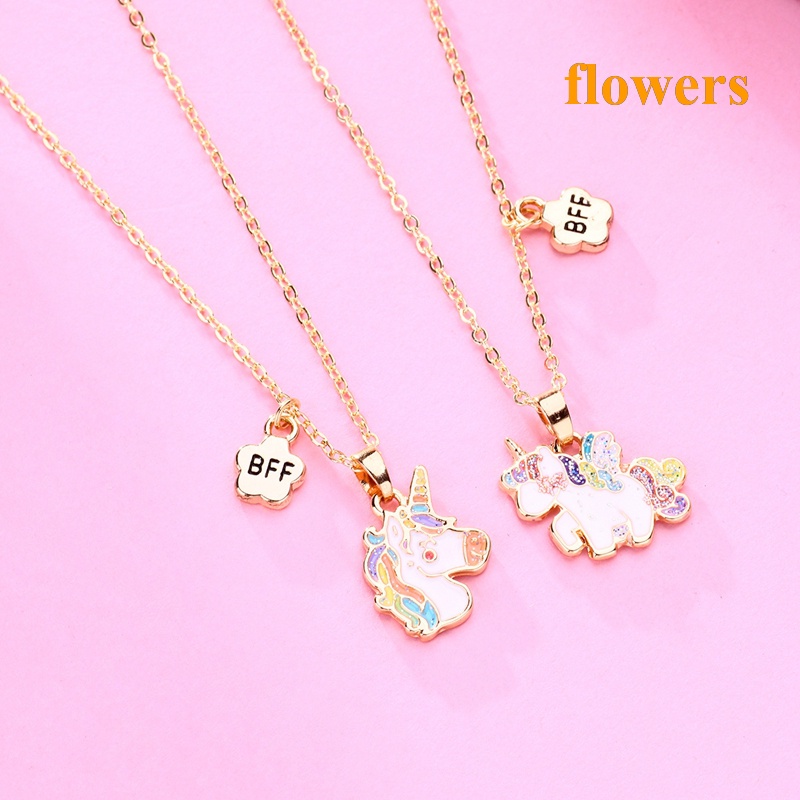 Set 2 Vòng cổ Tình Bạn Mặt Hình Ngựa Một Sừng Dễ Thương