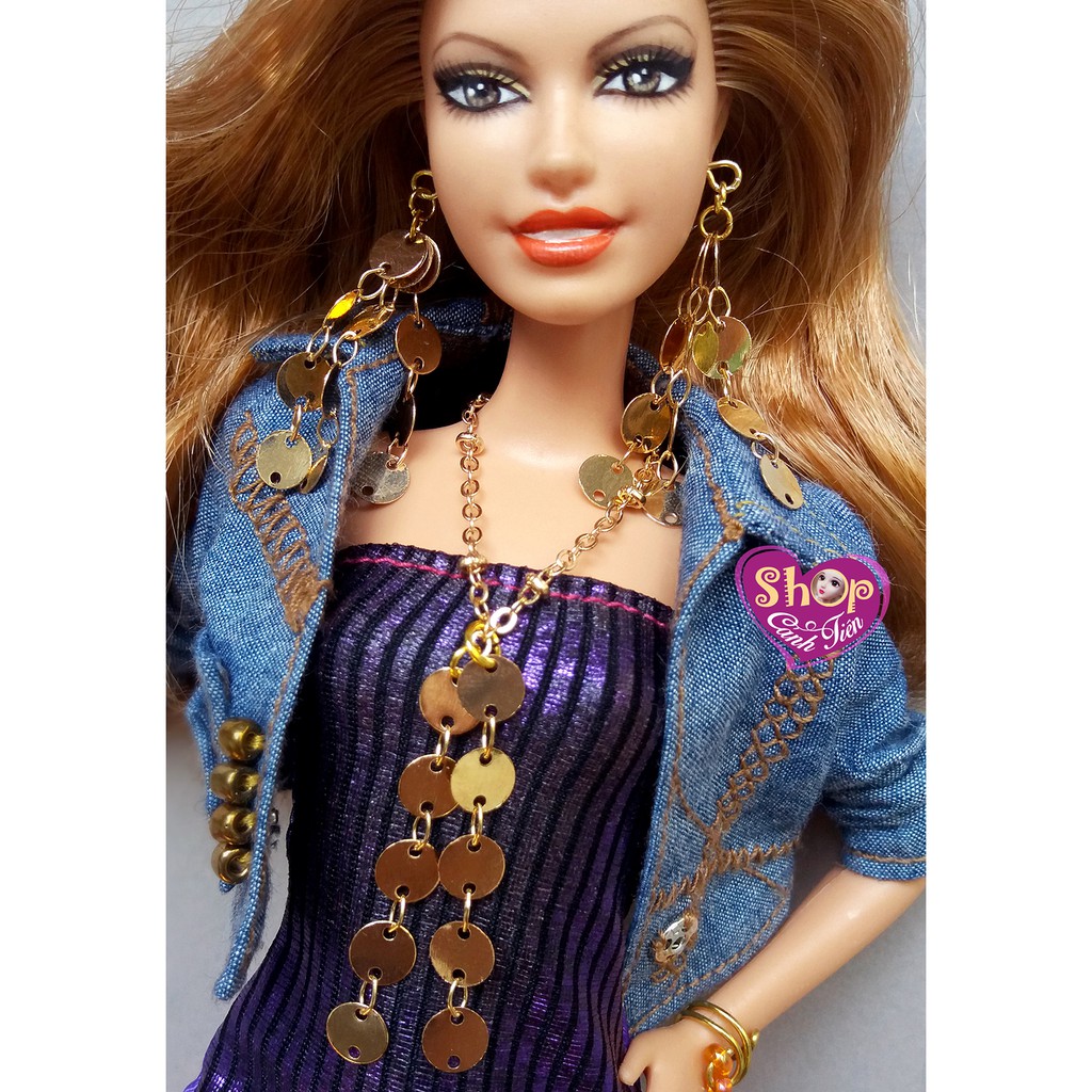 Trang Sức Búp Bê Barbie - Vòng cổ, Hoa Tai Búp bê Handmade cao cấp Kết nối khoen tròn kim loại độc đáo