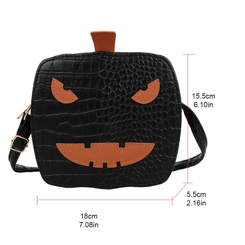 Túi Đeo Chéo Da PU Hình Bí Ngô Phong Cách Halloween Cho Nữ
