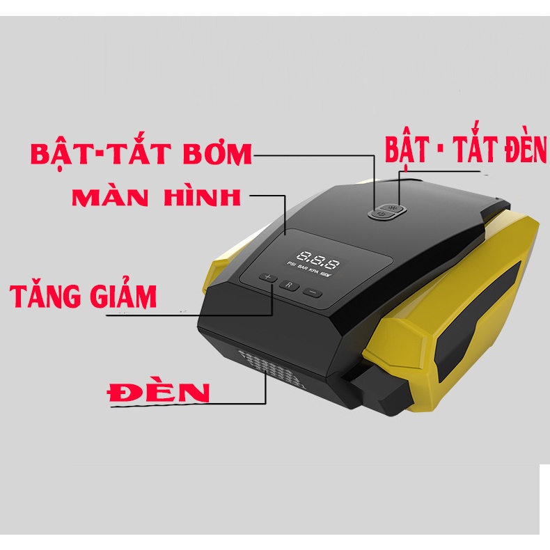 Bơm lốp ô tô, phiên bản Cao Cấp 12v động cơ đồng bền bỉ