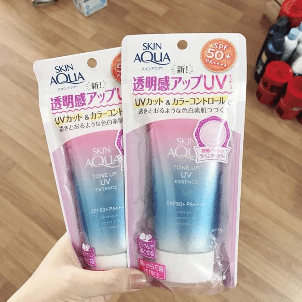 Free Ship Kem chống nắng dành cho da khô/thường Sunplay Skin Aqua Tone Up UV Essence Lavender SPF50+ PA++++ (80g)