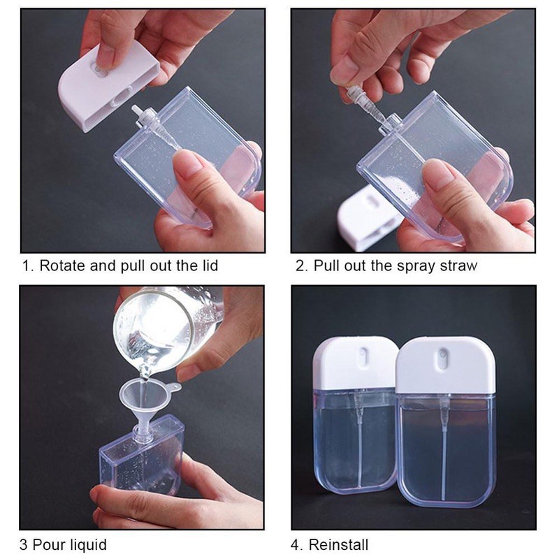 Hộp Đựng Cồn Xịt Sát Khuẩn, Hộp Nhựa Phun Sương Chứa Chất Lỏng,Vuông Nhỏ Gọn 45ml, Mang Theo Người, Bỏ Túi. Kingler 7144