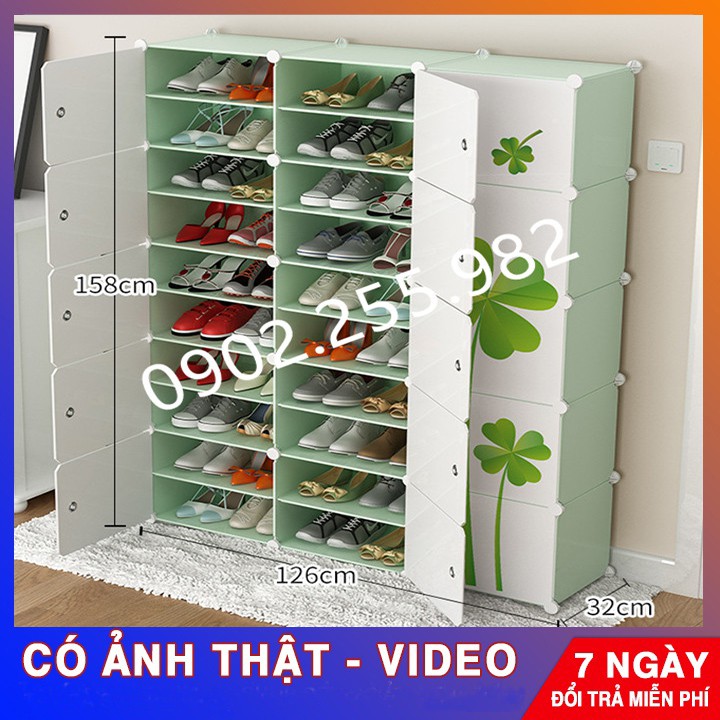 [THANH LÝ GIÁ SỐC] TỦ NHỰA ĐỂ GIÀY DÉP THÔNG MINH 30 Ô (chia ô)  THÂN CỐM CỬA 4 LÁ MAY MẮN