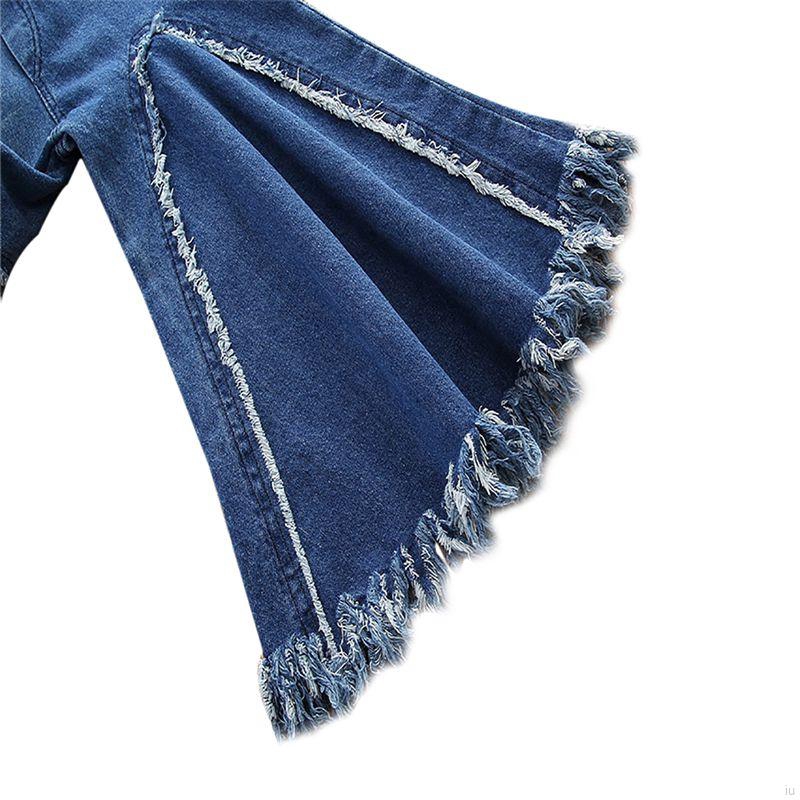 Quần Jeans Dài Phối Tua Rua Cho Bé Gái