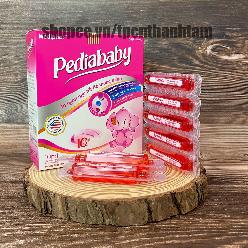 Siro ăn ngon  PEDIBABY giúp bé tăng cân, hỗ trợ tăng cường sức đề kháng - Hộp 20 ống