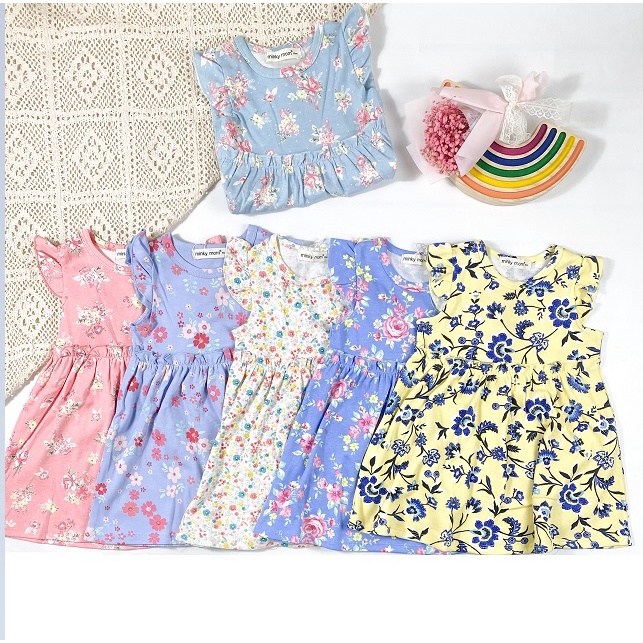 [Bé 6-19kg] Váy cotton hiệu MINKY MOM cho bé vải hoa, mát, dễ thương mã: V-CT-IN2