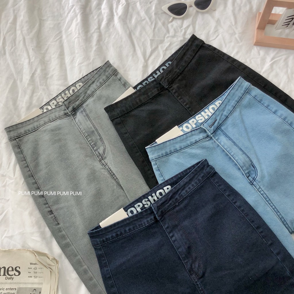 Quần Skinny nữ form body Jean dài 9 tấc lưng cao size SML Pumi