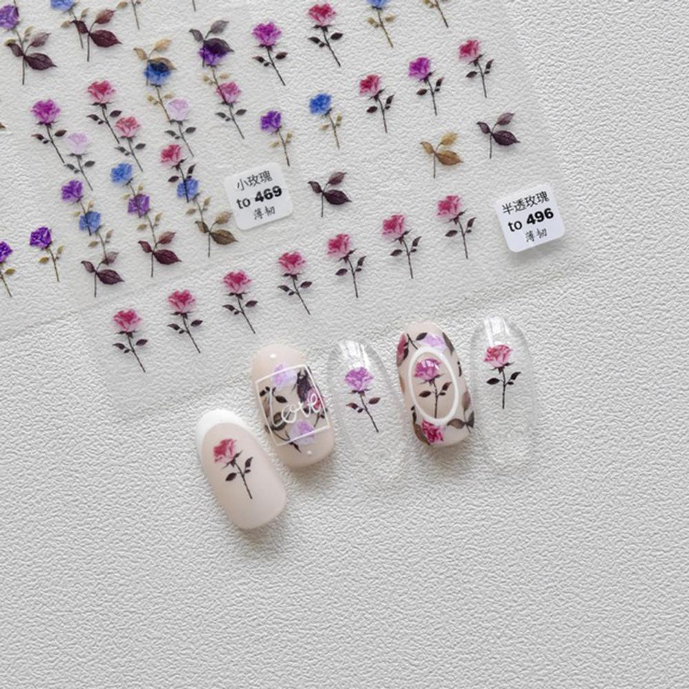 Miếng Dán Trang Trí Móng Tay Họa Tiết Hoa Hồng Dập Nổi 5D