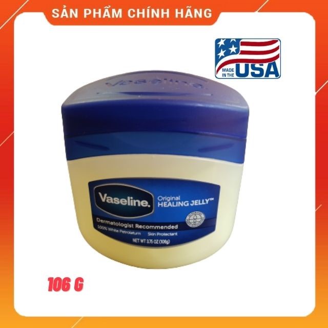 Sáp Dưỡng Ẩm Vaseline 100 Pure Petroleum Jelly Giảm Nứt Nẻ 106g - Dưỡng Gót Chân, môi Hàng Mỹ USA
