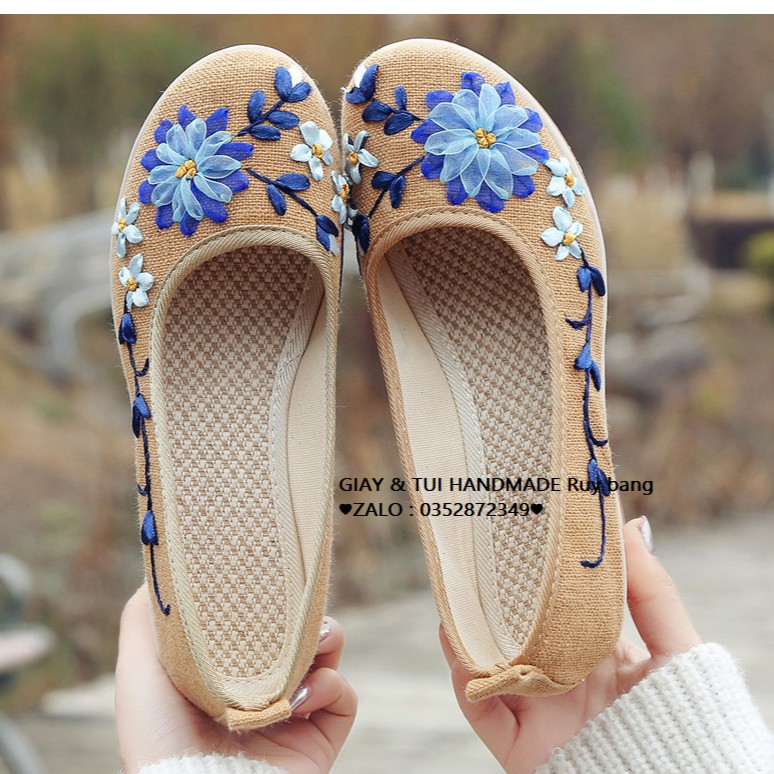 giày vải thủ công ruy băng (cf sữa)