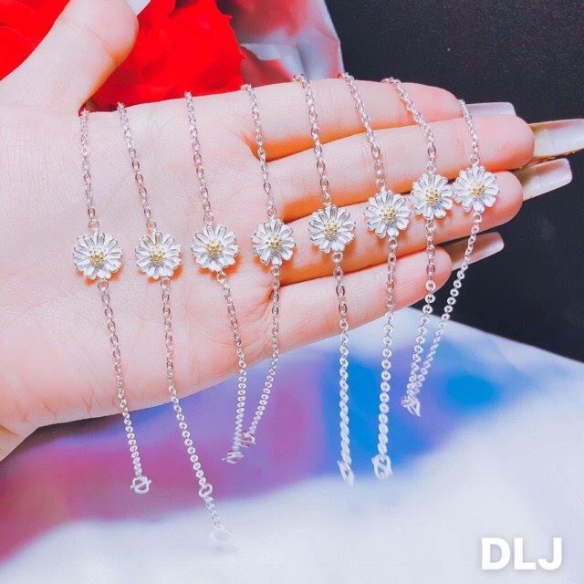 Lắc tay bạc nữ bông cúc hoạ mi trắng đẹp - Kho sỉ bạc Nhất Linh