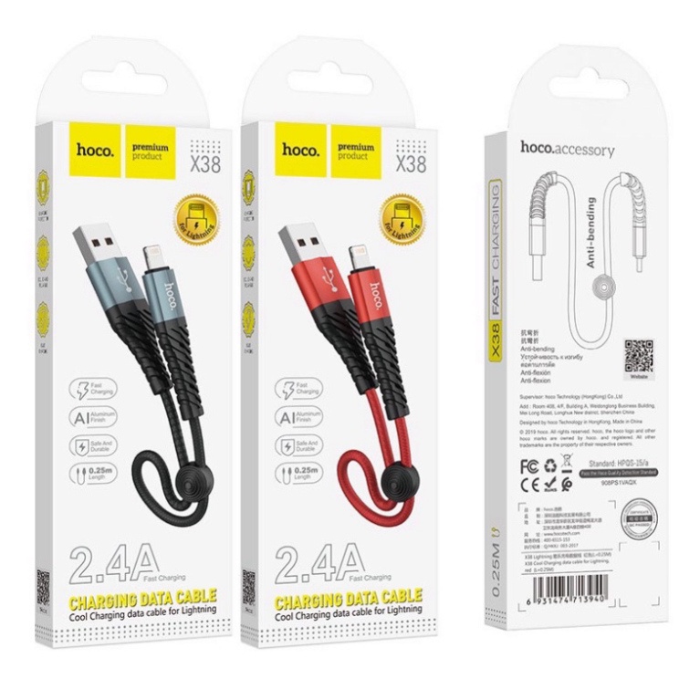 Cáp Sạc Chính Hãng Hoco X38 Lightning/Micro/Type-C - 25cm