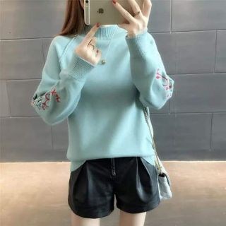 Áo len tay thêu hoa