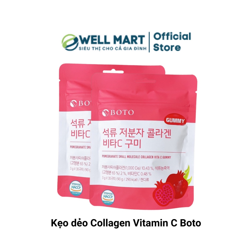 Kẹo dẻo Collagen Lựu đỏ và vitamin C Boto gói 30viên