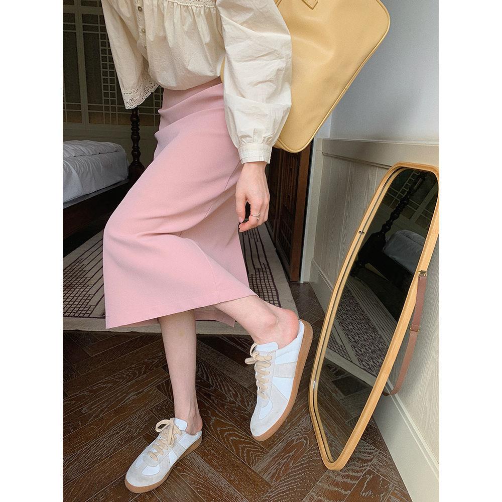Honypove Chân Váy Hồng Lưng Cao Xẻ Tà Quyến Rũ Thời Trang Xuân Hè Phong Cách Hàn Quốc Cho Nữ 2022