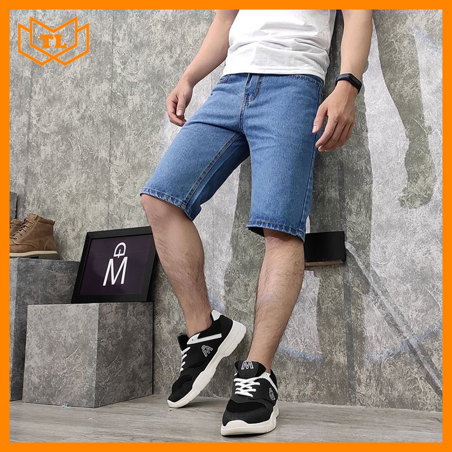 Quần short jean nam TL391 vải trơn dày dặn Shop Thành Long chuyên quần ngố nam