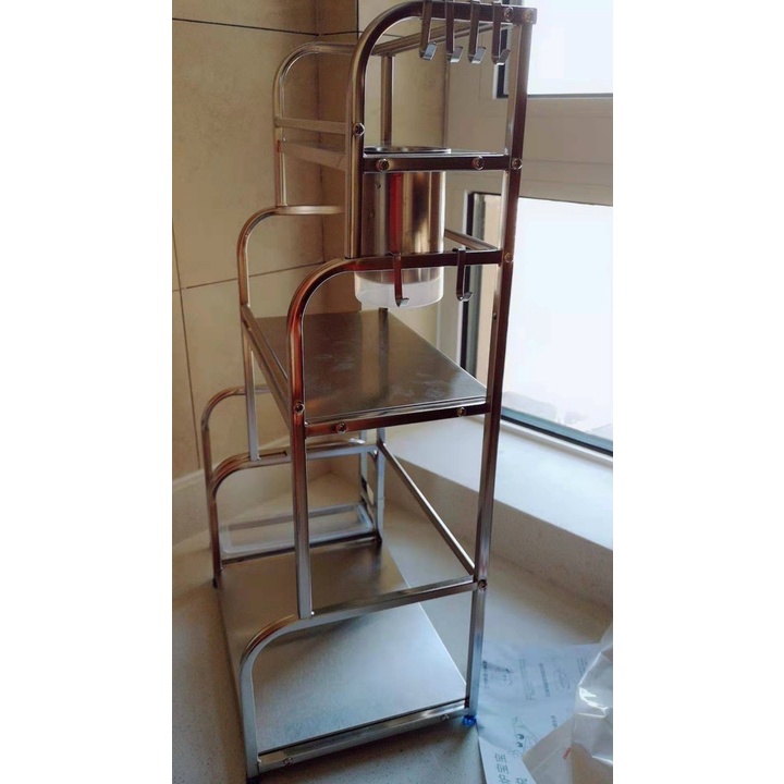 kệ Đựng Gia Vị Nhà Bếp  3 Tầng INOX- Kệ Đựng Cao Cấp Chống Han Gỉ Thiết Kế Thông Minh Gọn tiện lợi